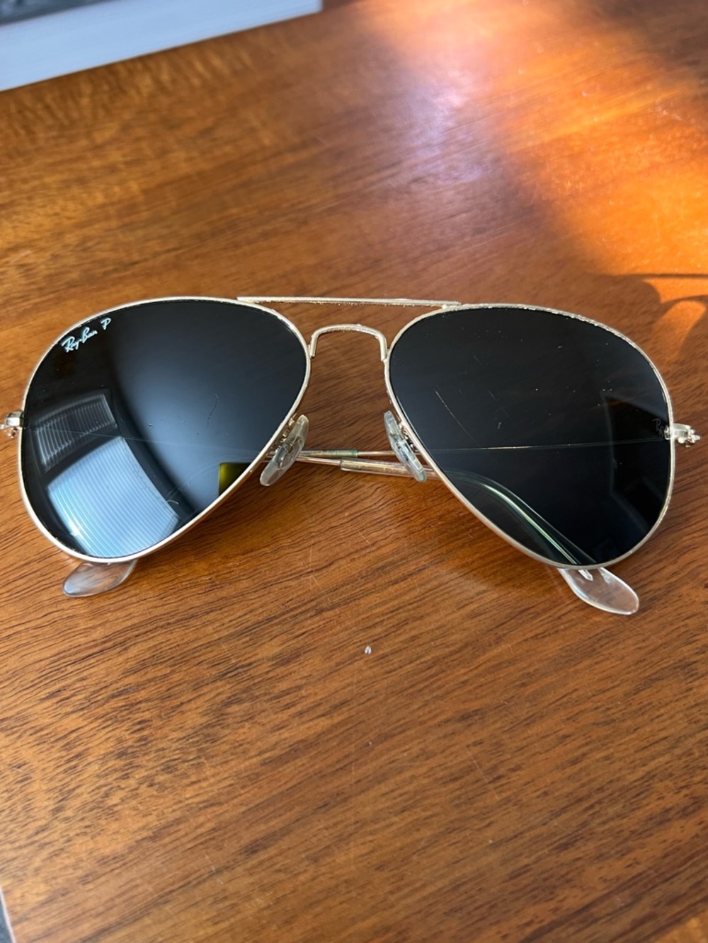 ray ban gold frame polarized aviators